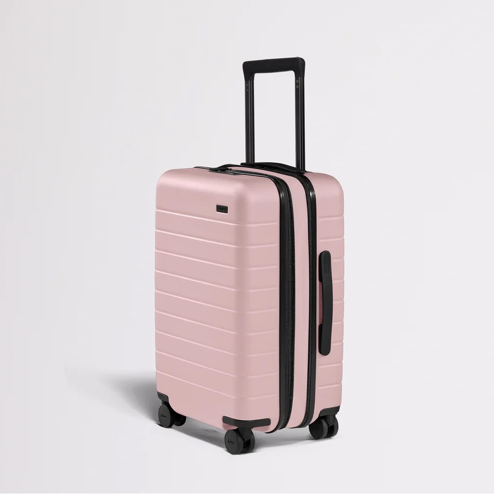 Pink Hard-Shell Carry-On Suitcase with Black Trim